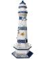 Preview: Deko-Leuchtturm Holz Fischernetz Seestern Seevögel Stein Segeln Maritime H:57cm